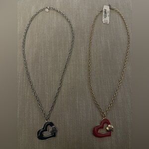 Heart Pendant Necklace Set - Silver and Gold
